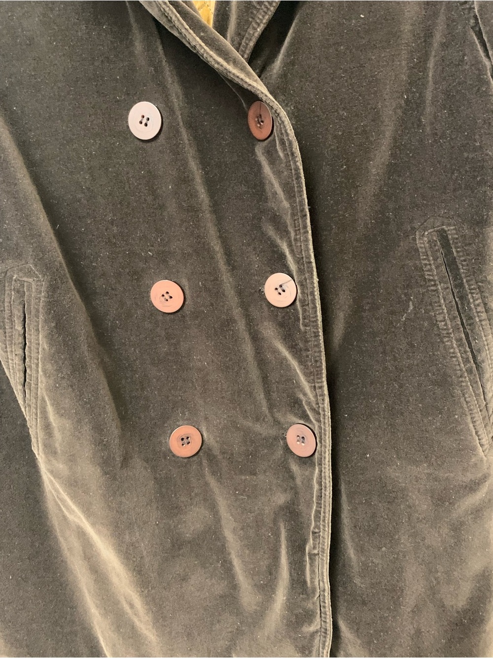 Y2K Express Brown Velvet Double-Breasted Pea Coat - Picture 3 of 10